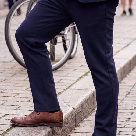 Beau-fils Travel Suit — blazer et pantalon navy en maille piquée